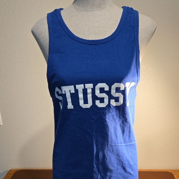 Stussy Cracked Royal Blue Tank with White Logo - Picture 1 of 5